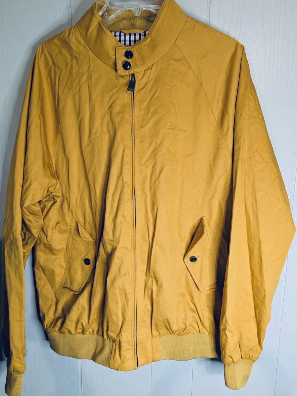 Ben Sherman Mustard Yellow Zip-Front Harrington Jacket